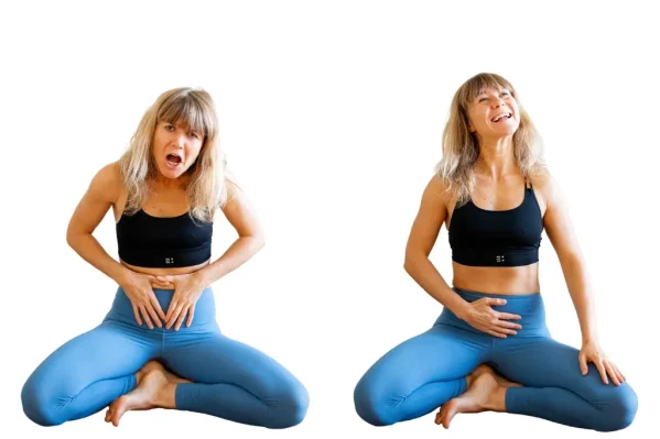 Porovnání spokojené ženy a ženy s nesnesitelnou bolestí při menstruaci.